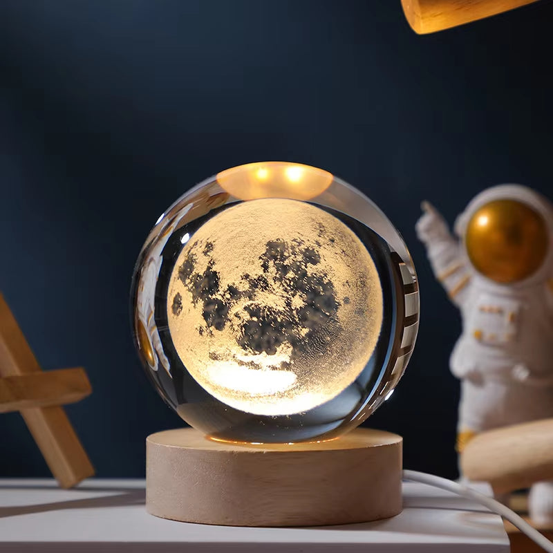 3D Crystal Ball Solar System Night Light: Unique Valentine's Gift