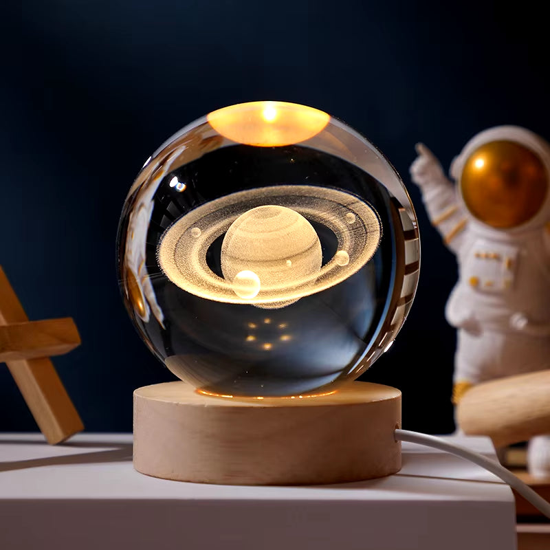 3D Crystal Ball Solar System Night Light: Unique Valentine's Gift