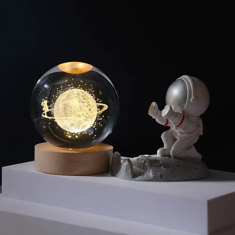 3D Crystal Ball Solar System Night Light: Unique Valentine's Gift