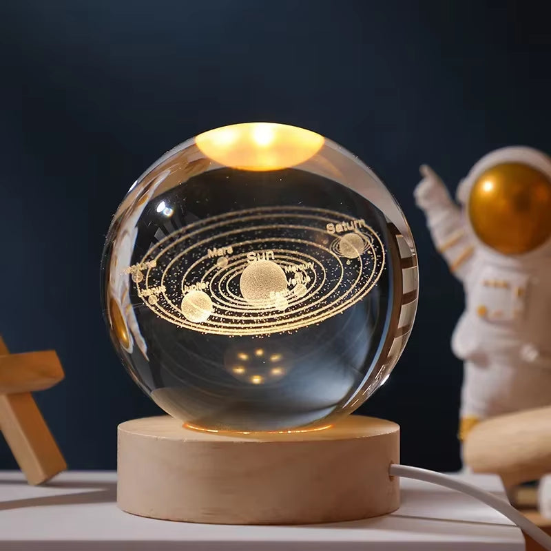 3D Crystal Ball Solar System Night Light: Unique Valentine's Gift