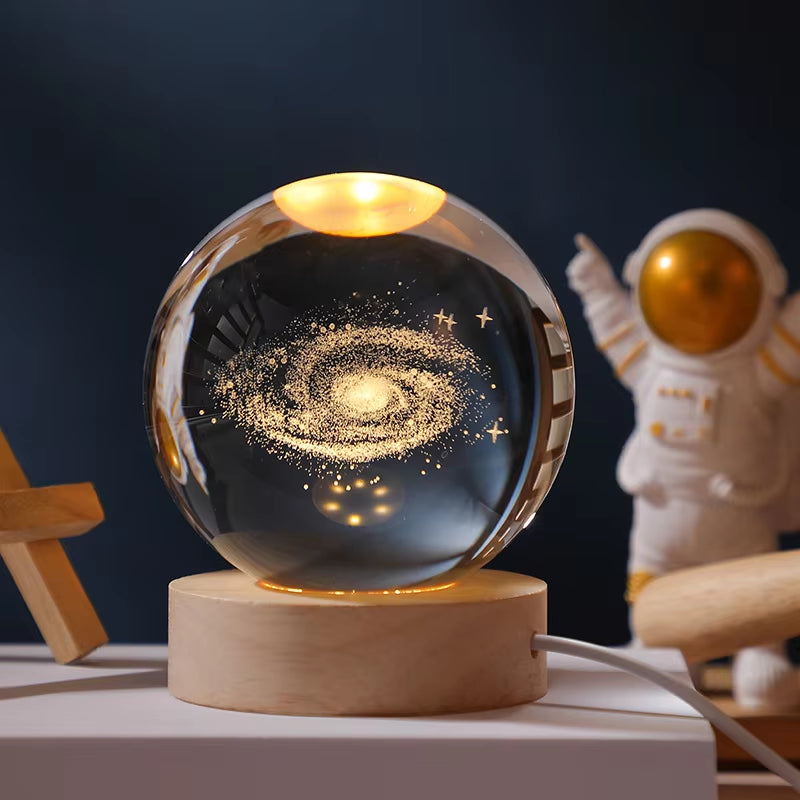 3D Crystal Ball Solar System Night Light: Unique Valentine's Gift