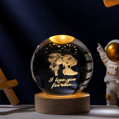 3D Crystal Ball Solar System Night Light: Unique Valentine's Gift